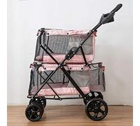 Pet Stroller, Folding Lightweight 4 Wheels Dog Cat Stroller Puppy Jogger Pushchair, Carbon Steel Frame, Max Loading 20kg