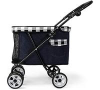 Pet Stroller, Folding Pet Stroller Cat and Dog Basket, Portable Travel Stroller (Black and White)