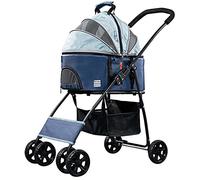 Pet Stroller for Cats/Dogs, Cat Dog Stroller with Storage Basket Foldable Lightweight Dog Carrier Trolley Jogging Stroller (Blue)