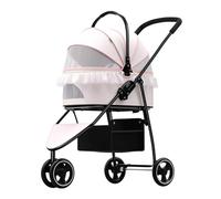 Pet Stroller for Dog and Cat, Detachable Pet Travel Carrier & Car Seat, Aluminium Frame 4 Wheeler Travel Stroller for Pets, Lightweight and All Wheel Suspension, 22lbs Capacity(Pink)