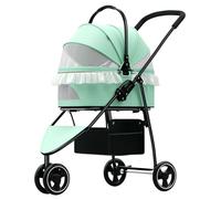 Pet Stroller for Dog and Cat, Detachable Pet Travel Carrier & Car Seat, Aluminium Frame 4 Wheeler Travel Stroller for Pets, Lightweight and All Wheel Suspension, 22lbs Capacity(Green)