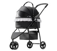 Pet Stroller for Dog and Cat, Detachable Pet Travel Carrier & Car Seat, Aluminium Frame 4 Wheeler Travel Stroller for Pets, Lightweight and All Wheel Suspension, 22lbs Capacity(Nero)