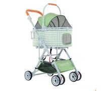 Pet Stroller for Dog and Cat, Detachable Pet Travel Carrier & Car Seat, Aluminium Frame 4 Wheeler Travel Stroller for Pets, Lightweight(Green)