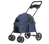 Pet Stroller for Dog and Cat, Detachable Pet Travel Carrier & Car Seat, Aluminium Frame 4 Wheeler Travel Stroller for Pets, Lightweight and All Wheel Suspension(Blue)