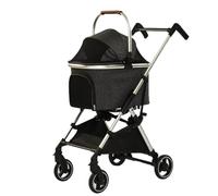 Pet Stroller for Dog and Cat, Detachable Pet Travel Carrier & Car Seat, Aluminium Frame 4 Wheeler Travel Stroller for Pets, Lightweight and All Wheel Suspension, 33lbs Capacity(Nero)