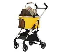 Pet Stroller for Dog and Cat, Detachable Pet Travel Carrier & Car Seat, Aluminium Frame 4 Wheeler Travel Stroller for Pets, Lightweight and All Wheel Suspension, 33lbs Capacity(Yellow)