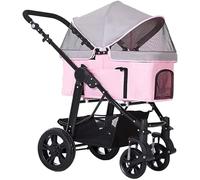 Pet Stroller for Dogs and Cats Premium Dog Strollers for Small Medium Large Dogs Cat Stroller for 2 Cats Eva Solid Tire Breathable (Grey) (Pink)