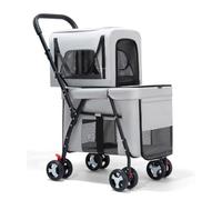 Pet Stroller for Dogs & Cats, 2-Level Folding Pet Cart with 4 Wheels, Removable Cabin Bag, Lightweight Travel Carrier for Small Animals, Durable & Comfortable