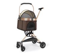 Pet Stroller for Dogs & Cats, 3-in-1 Foldable Pet Pushchair with Removable Carrier, 4-Wheel Design, Max Load 15kg, Brake System, Available in Black & Khaki
