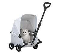 Pet Stroller for Dogs & Cats, 360° Rotating Handle, Waterproof UV Protection, Easy-Fold Design, 4-Wheel Pet Pram for Small/Medium Pets, Ideal for Travel & Walks