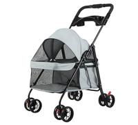Pet Stroller for Dogs & Cats, 4 Wheels Portable Folding Pet Jogger with Cup Holder, Breathable Mesh Visibility, One Click Fold, Small Dogs Cats Travel Cart for Medium/Small Pets Grey