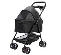 Pet Stroller for Dogs & Cats, Foldable 4-Wheel Cart with Removable Cabin Bag, Front & Rear Canopy, Swivel Front Wheels - Ideal Pet Travel Solution