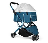 Pet Stroller for Medium Dogs Premium 3 Wheel Pet Stroller for Cat Dog and More Foldable Carrier Strolling Cart Detachable Dog Prams Pushchairs for Small Dogs (Purple) (Blue)