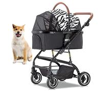 Pet Stroller for Medium Small Cat Dogs, Pet Pushchair Detachable Carrier, Foldable and Detachable Dog Pram, Premium Pushchair Cat Dog Stroller (Zebra)