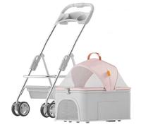 Pet Stroller for Medium Small Dogs Cats 3-in-1 Multifunction Travel Pet Jogger Stroller with Detachable Carrier & &Cup Holder Portable and Foldable Dog Buggy Cat Stroller,Pink