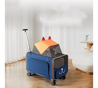 Pet Stroller for Outdoor Activities, one Shoulder Hand-held pet Luggage(Grey,Pet Bag+Trolley)