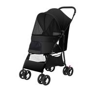 Pet Stroller for Small Dogs Cats Foldable Travel Carriage with Wheels Zipper Entry Cup Holder Storage Basket A,98 * 63 * 45cm