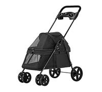 Pet Stroller for Small Dogs Clearance with Cup Holder, Cat Dog Strollers Premium Pet Pram Stroller Buggy Breathable Summer Dog Prams Pushchairs Pet Gear with Rain Cover (Black)