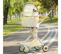 Pet Stroller for Small Medium Dogs Cats, Lightweight Foldable Ventilated Dog Cat Cart, Detachble Portable Pet Bag, Storage Basket, Car Seat 3 in 1 Multifunctional, Max Load 33 lbs (White)