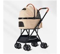 Pet Stroller for Small Medium Dogs/Cats Pet Carriage Dog and Cat Stroller Separable Dogs Pram Stroller 4 Wheel Pushchairs Lightweight Folding Travel (Khaki) (Khaki)