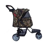 Pet Stroller for Small/Medium Dogs Lightweight Cat Carriers & Strollers Easy One-Hand Fold 3 Wheel Dog Cage Stroller with Large Front Wheel (Blue) (Camouflage)