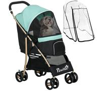 Pet Stroller Green Oxford Fabric 97x80x44.5cm Foldable 15kg Capacity w/raincover