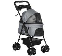 PawHut Dog Stroller Pet Travel Pushchair Foldable - Grey