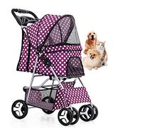 Pet Stroller Large Dog Extra Large Stroller Foldable Design Adjustable Handle 360° Universal Front Wheel Dog Stroller with Pocket,17