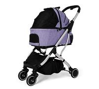 Pet Stroller Multi-Function Dog/cat Trolley Four-Wheel Wagon/car Seat/pet Nest with Storage Basket for Small and Medium Pets (Purple) (Purple)