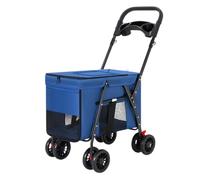 Pet Stroller Multifunctional Pet Stroller for Medium and Large Dogs, Outdoor Travel Dog Cart, Portable and Foldable Small Pet Stroller(Blue)