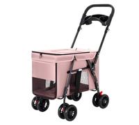 Pet Stroller Multifunctional Pet Stroller for Medium and Large Dogs, Outdoor Travel Dog Cart, Portable and Foldable Small Pet Stroller(Pink)