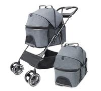 Pet Stroller Outdoor Detached Dog and Cat Pet Small and Medium-Sized Puppy Stroller Outing Light Stroller Four Wheels Small Pet Stroller(G)
