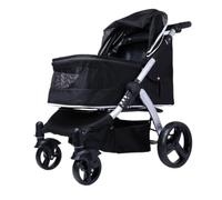 Pet Stroller Outdoor Folding Pet Stroller Dog and Cat Foldable Stroller Portable Outdoor Stroller Pet Breathable Stroller Small Pet Stroller(Black)