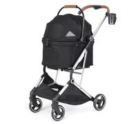 Pet Stroller Outdoor Travel Dogs Cats Dog Cat Pet Stroller Fast Folding Carriage for Small Medium Sized Gear, 44lbs Load Capacity(B)