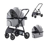 Pet Stroller Pet Dog Stroller for Medium Small Dogs 4 Wheel Cat Dog Strollers with Detachable Carrier Breathable Carriage Seat Large Capacity Net Loading (Grey a) (Grey a)