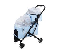 Pet Stroller Pet Double-Decker Travel Stroller Dog and Cat Small and Medium-Sized Pet Stroller Detachable Stroller Pet Pushchair(Blue)