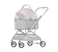 Pet Stroller Pet Stroller Aluminum Tube Pull Rod Pet Stroller Bag Separated Cat and Dog Car Travel Foldable Pet Stroller Pet Pushchair(Pink)