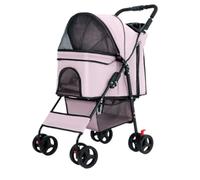 Pet Stroller Pet Stroller Dog Stroller Foldable Pet Stroller Easy Installation Folding Convenient Dinner Tray Dog Cart Small Pet Stroller(Pink)