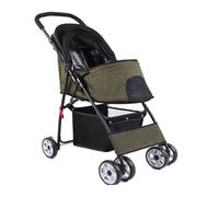 Pet Stroller Pet Stroller Folding Trial Trolley Outdoor Pet Stroller Small Lightweight Pet Stroller Four-Wheel Pet Stroller Pet Pushchair(Green)