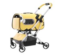 Pet Stroller Pet Stroller for Cats and Dogs, Foldable Separate Cat Bag Type Pet Outing Small and Medium-Sized Stroller Pet Pushchair(Yellow)