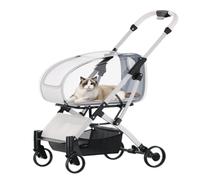 Pet Stroller Pet Stroller for Outings, Lightweight Foldable Detachable Dog Stroller for Small and Medium-Sized Dogs and Cats Small Pet Stroller(White)