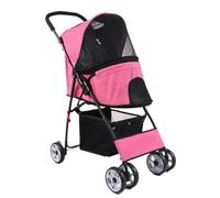 Pet Stroller Pet Stroller, Lightweight Folding Stroller, Lightweight Four-Wheeled Stroller for Cats to Go Out for A Walk Pet Pushchair(Pink)