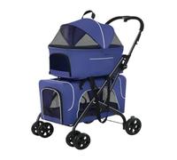 Pet Stroller Pet Stroller Small Dog Lightweight Folding Pet Stroller Outdoor Travel Separate Double-Layer Pet Stroller Pet Pushchair(Blue)