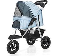 Pet Stroller, Pet Travel Carrier, Strolling Cart for Medium Small Dogs Foldable Travel 3 Wheels Waterproof Puppy Stroller (Blue)