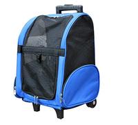 Pet Stroller Pet Trolley Case Dog Out Pack Car Carrier Portable Cat Bag Breathable Double Shoulder Korah Portable (Blue 35 * 25 * 40cm)