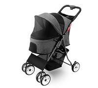 Pet Stroller Portable Foldable Pet Stroller, Pet Cat And Dog Jogging Stroller, Pet Carrier Stroller Travel System, Up To 15 Kg (Color : Gray-1)