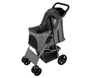 Pet Stroller Pushchair & Caddy Bag Carrier Foldable Travel Cart Canopy Cat Dog