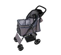 Monster Shop Pet Stroller with Rain Cover & Caddy Bag - Blue Tartan