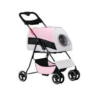 Pet Stroller Small and Medium-Sized Pet Stroller for Cats and Dogs, Lightweight, Breathable, Fashionable and Detachable Pet Pushchair(Pink)