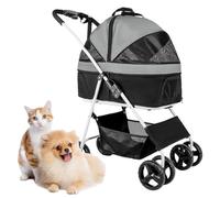 Pet Stroller Travel Carrier Trolley for Dogs Cats, Dog Stroller for Medium Dogs, Dog Pram Pushchair Detachable Stroller Buggy, Easy One-hand Fold Zipperless Entry(Gray a)